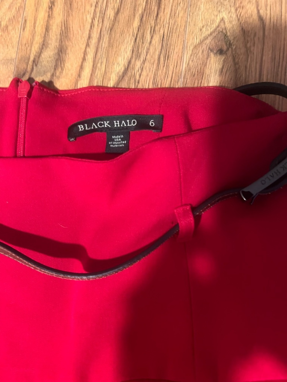 Black Halo Vibrant Red High-Waist Pencil Skirt